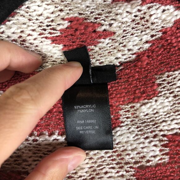 TORRID Tan Red Boho Southwest Draped Fringe Open Knit Sweater 00 Medium/Large - Picture 7 of 12